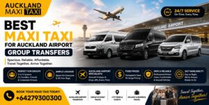 Best maxi taxi for Auckland Airport group transfers, featuring 5–11 seater vehicles, ample luggage space, fixed prices, 24/7 availability and reliable airport service.